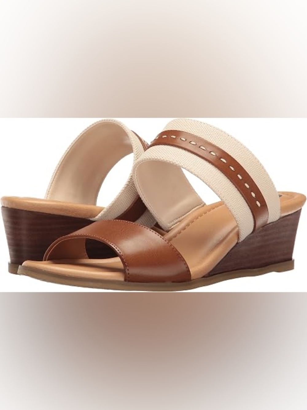 Women’s Brown Two-Strap Slide Sandals